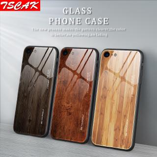 Ốp Điện Thoại Kính Viền TPU Dẻo Họa Tiết Vân Gỗ Mỏng Nhẹ Sang Trọng Cho iPhone 7 8 6 6S Plus SE 2020