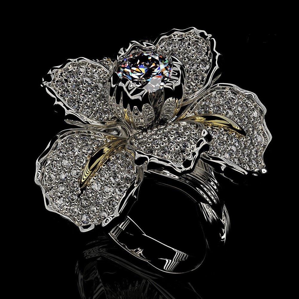 Nhẫn Đính Đá Hình Hoa Sang Trọng Cho Nữ