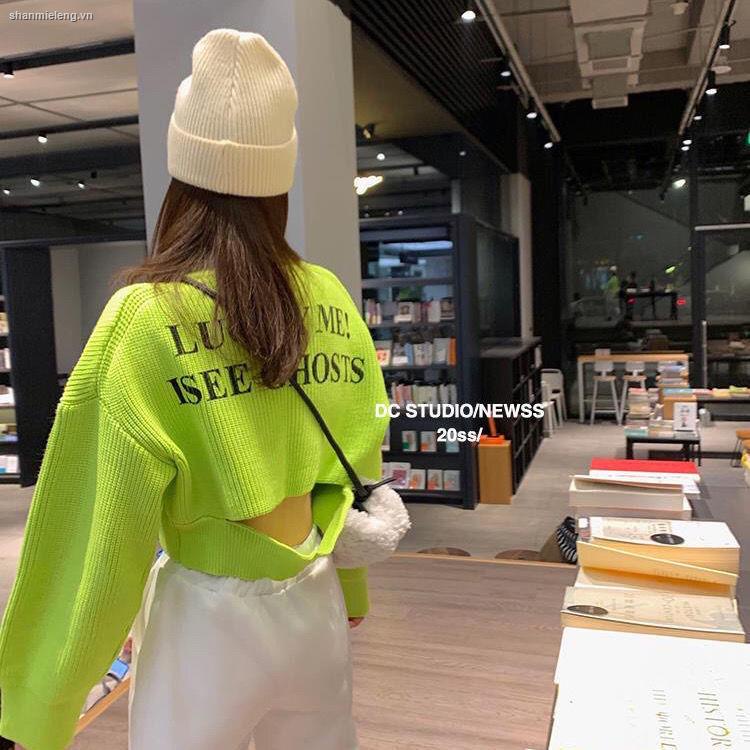 Áo khoác cardigan dệt kim cổ tròn dáng ngắn thời trang thu đông phong cách Hàn Quốc thiết kế mới 2021