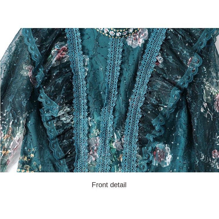 Đầm Midi Dáng Chữ A Phối Ren Đính Hạt Thời Trang Thu Đông Chất Lượng Cao Phong Cách Pháp Cho Nữ