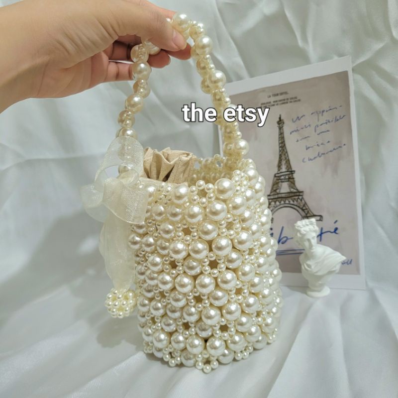 Túi Xách Nữ Đáy Tròn Handmade Làm Bằng Hạt Cườm