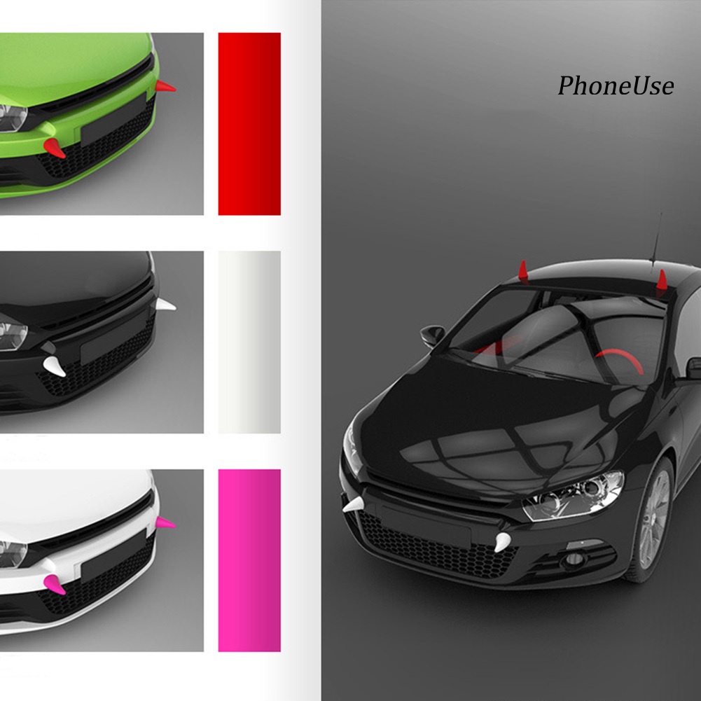 Miếng Dán Trang Trí Xe Hơi Hình Sừng Quỷ 3D Bằng PU