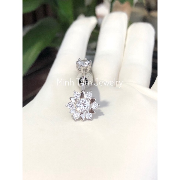 Khuyên rốn bạc 925 cao cấp, khuyên đeo rốn hình bông hoa nạm đá-Minh Tâm Jewelry