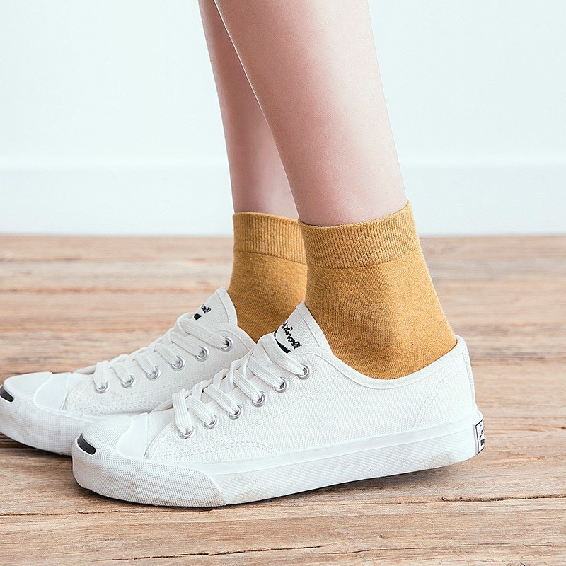 Vớ Cổ Cao Nam Nữ Tất Trơn 100% Cotton Co Giãn Tốt Thấm Mồ Hôi