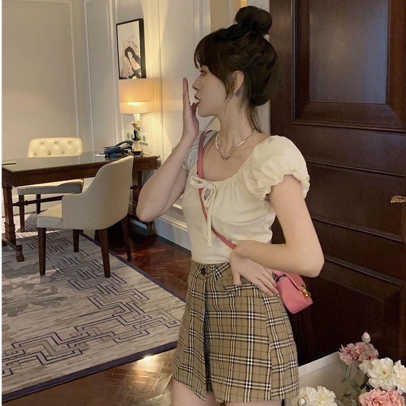 Áo Ngắn Trễ Vai Đính Nơ Dễ Thương Thời Trang Cho Nữ