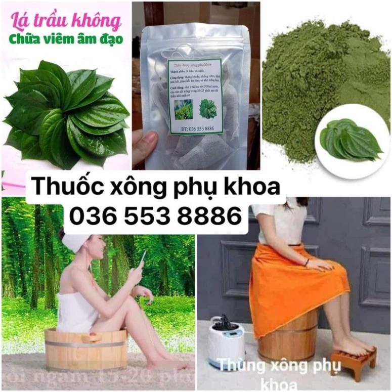 bột lá trầu không mix chè xanh tươi nguyên chất xông rửa vùng kín