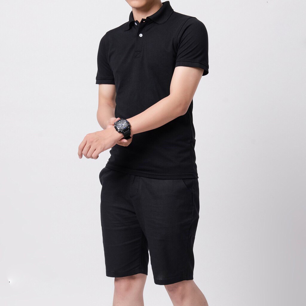 Áo thun polo ngắn tay cổ bẻ vải cotton co dãn dáng trơn trẻ trung | BigBuy360 - bigbuy360.vn