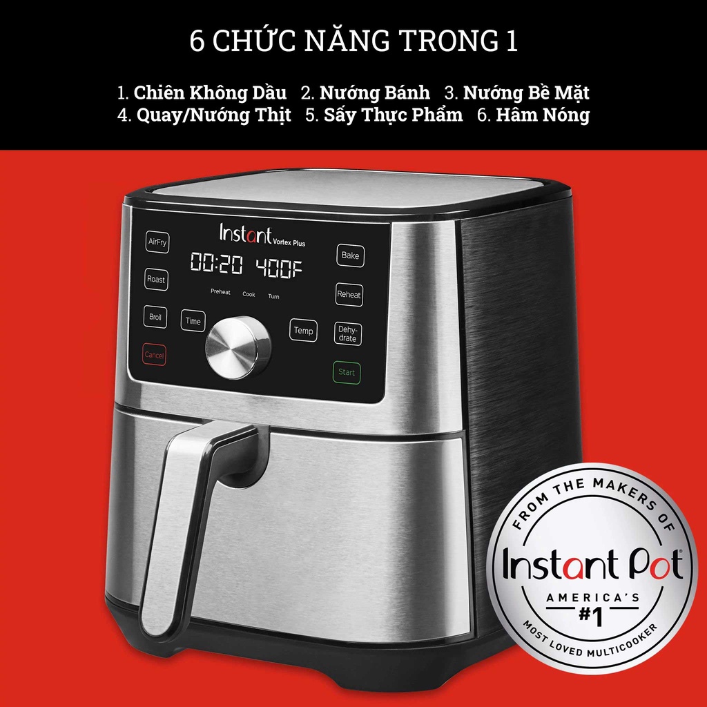 COMBO Nồi áp suất điện đa năng Instant Pot® Duo™ 7-in-1 5.7L + Nồi chiên không dầu Instant™ Vortex™ 6-in-1 5.7L