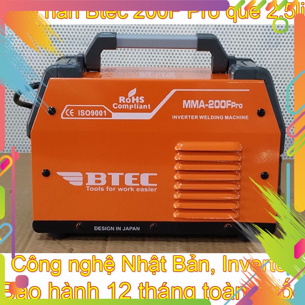 Máy hàn que điện tử mini BTEC 200F Pro chính hãng - Máy hàn sắt que 2.5mm, công nghệ Nhật bản, BH 12 tháng toàn quốc