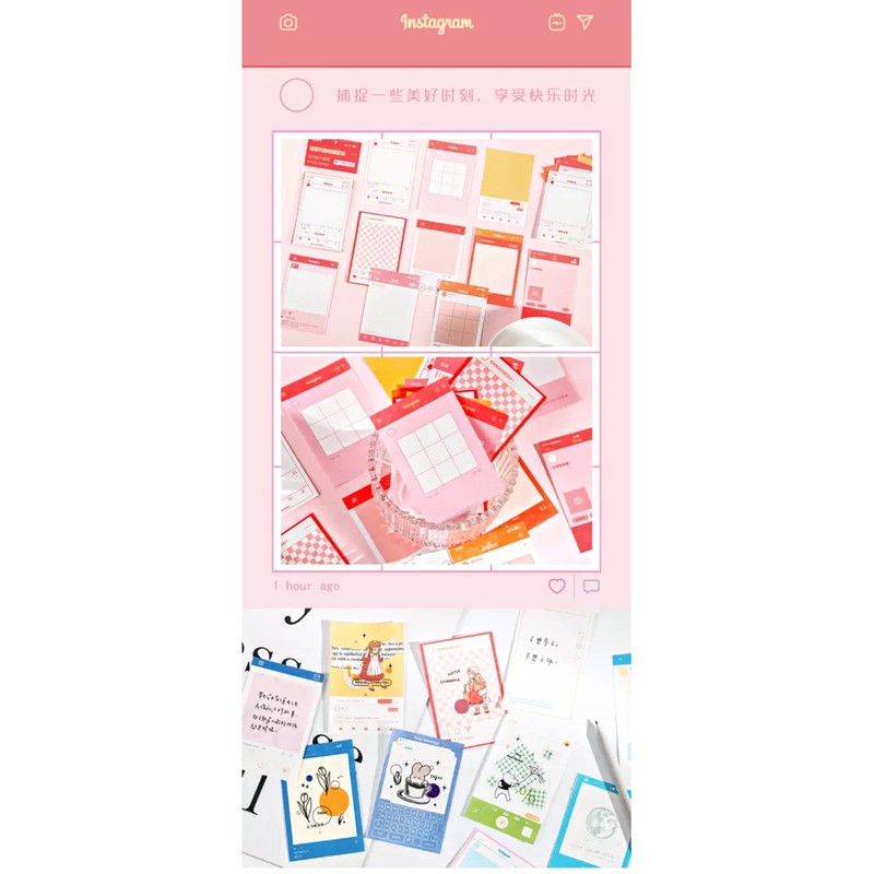 30 Sticker note nhiều màu sắc lựa chọn chủ đề background instagram