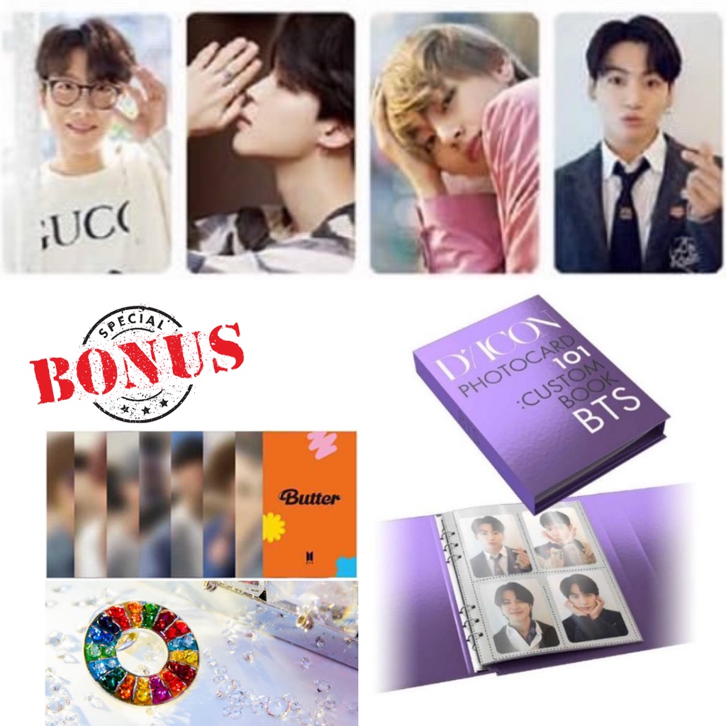Ready! BTS DICON 2022 - 101 tấm photocards - Sổ đóng gáy tùy chỉnh - Rút thăm trúng thưởng Bơ hoặc Huy hiệu BTS United Nation