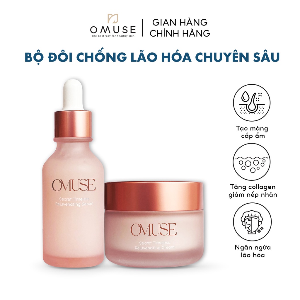 Bộ đôi chống lão hóa chuyên sâu Cream 50ml & Serum OMuse Secret Timeless 30ml