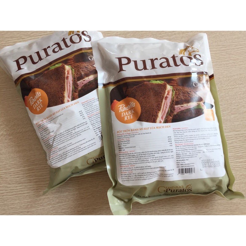 Bột trộn bánh mì hạt lúa mạch đen Puratos Puravita Dark Rye 500g (Tách từ gói nguyên 5kg)