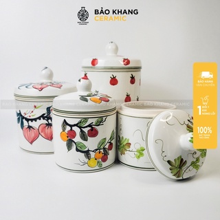 Hũ muối dưa cà - vại muối chua thố muối dưa họa tiết vẽ tay men ngọc gốm sứ Gốm Sứ Bát Tràng