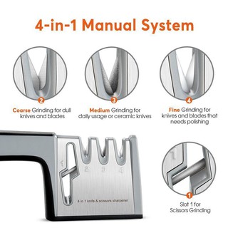 Knife sharpener 4-in-1 Manual System 3 Stage Knife Sharpening Tool