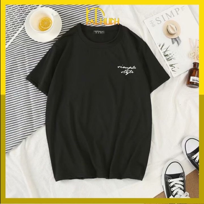 Áo thun tay lỡ nam nữ in simple style vải thun cotton hangg bao đẹp