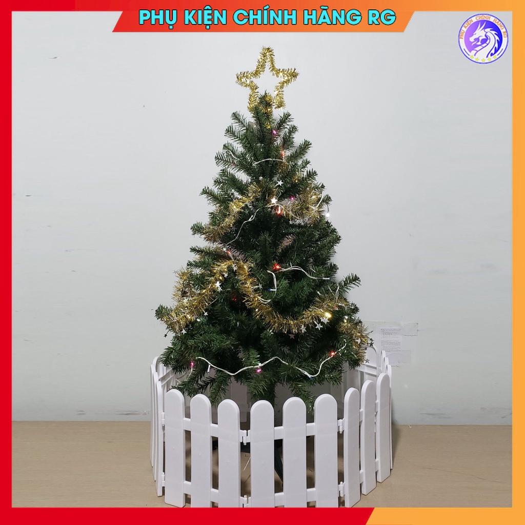 Combo Cây Thông Noel 1m2 Kèm Ngôi Sao Đỉnh Dây Kim Tuyến Và Dây Đèn Led Trang Trí