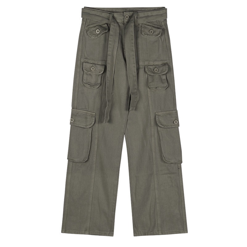 Jiashucheng Quần Yếm Denim Lưng Cao Ống Rộng Thời Trang Hip Hop Đường Phố Cá Tính Cho Nữ