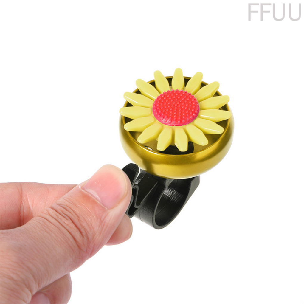 [ffuu]Bike Small Bell Iron Plastic Flower Bicycle Bell Smart Decorative Cycling Ring Alarm, Yellow