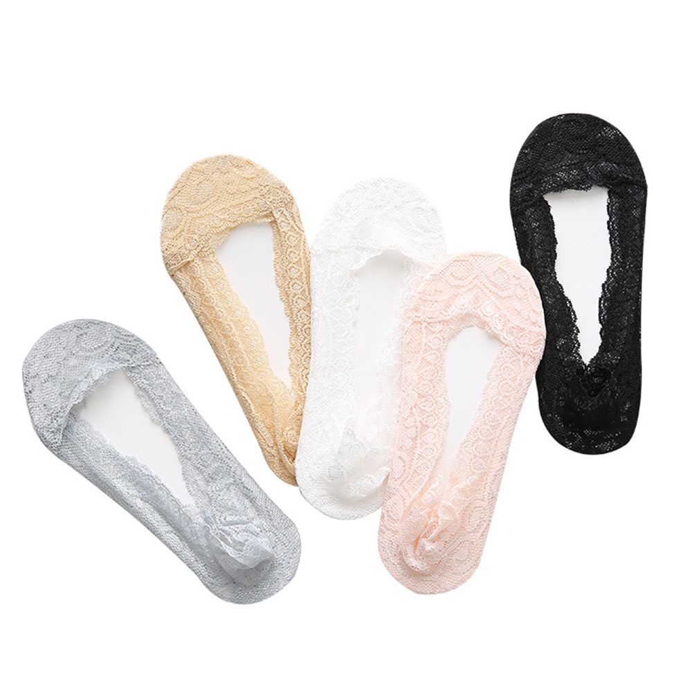 1 Đôi Vớ Thuyền Vải Cotton Phối Ren Chống Trượt Thoáng Khí Nhiều Màu Thời Trang Mùa Hè Cho Nữ