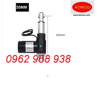 Xilanh điện hành trình 50mm, lực đẩy 600kg tốc độ 5mm/s, điện áp 24V.