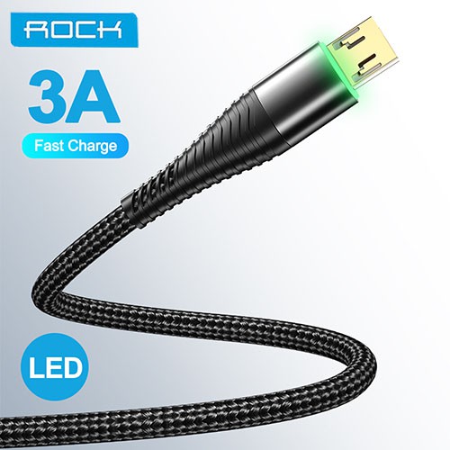 Cáp Sạc Rock Đầu Micro Usb 3a Có Đèn Led Cho Điện Thoại Tablet Android SAMSUNG HTC LG