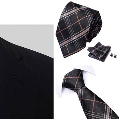 Bộ Cà vạt 4 món gồm Cavat 8cm, khăn cài túi, Măng-set, Nhẫn tròn phụ kiện sang trọng, Cravat chú rể, Calavat công sở