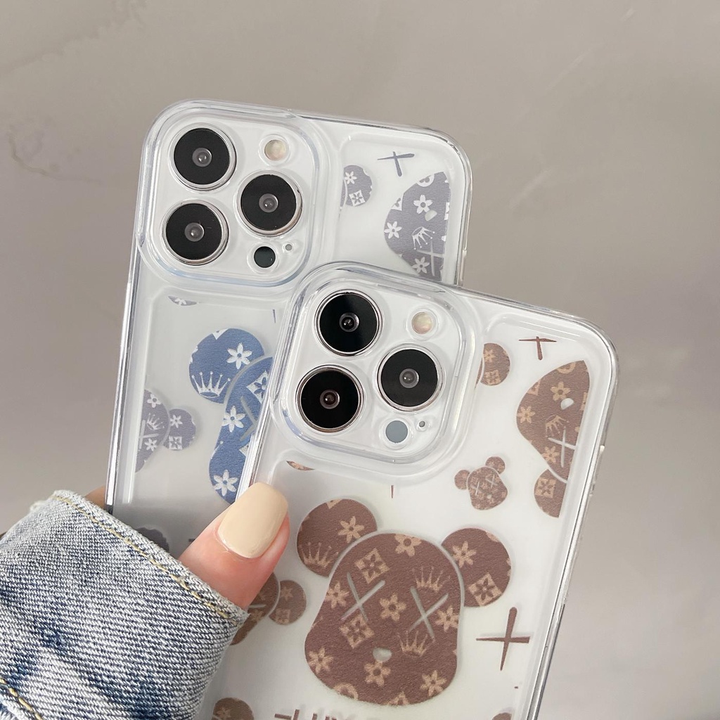Ốp Điện Thoại Silicon TPU Mềm Trong Suốt In Hình Gấu Hoạt Hình Thời Trang Cho iphone 13 12 11 pro max x xr xsmax 7/8plus