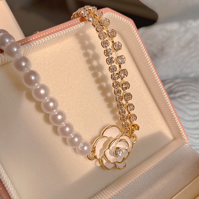 Vòng Cổ choker Đính Hoa Chi Trà Và Ngọc Trai Sang Trọng Thời Trang