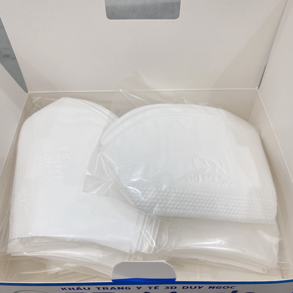 Khẩu trang 3D mask cao cấp chính hãng kháng khuẩn màu trắng kiểu hàn quốc hộp 50 cái