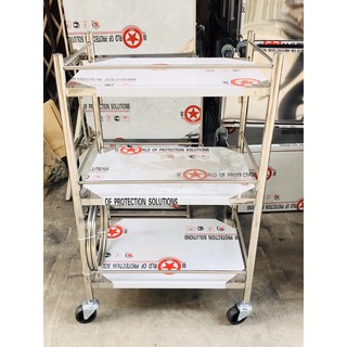 ( TẶNG 2THAU INOX) XE ĐẨY INOX 3 TẦNG SPA ĐỰNG DỤNG CỤ CHỊU LỰC 100KG