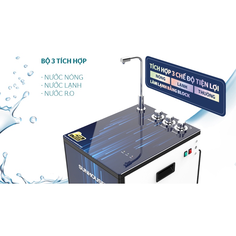 Máy lọc nước RO nóng nguội lạnh Sunhouse SHA76213CK 10 lõi