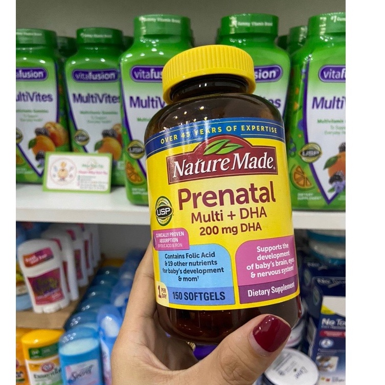 Vitamin bổ sung cho Bà bầu Prenatal Multi +DHA Nature Made - Nội Địa Mỹ