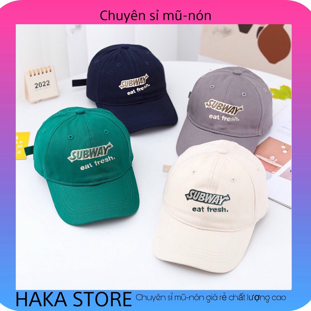 Mũ lưỡi trai chất liệu vải kaki thêu chữ Subway cao cấp chuẩn form phong cách nón kết thời trang unisex nam nữ