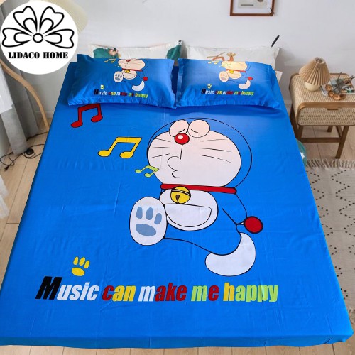 Bộ Ga Gối Cotton Tina LIDACO cho bé - Doraemon Music