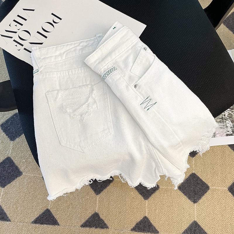 Quần Short Denim Lưng Cao Màu Sắc Tương Phản Thời Trang Mùa Hè Cho Nữ