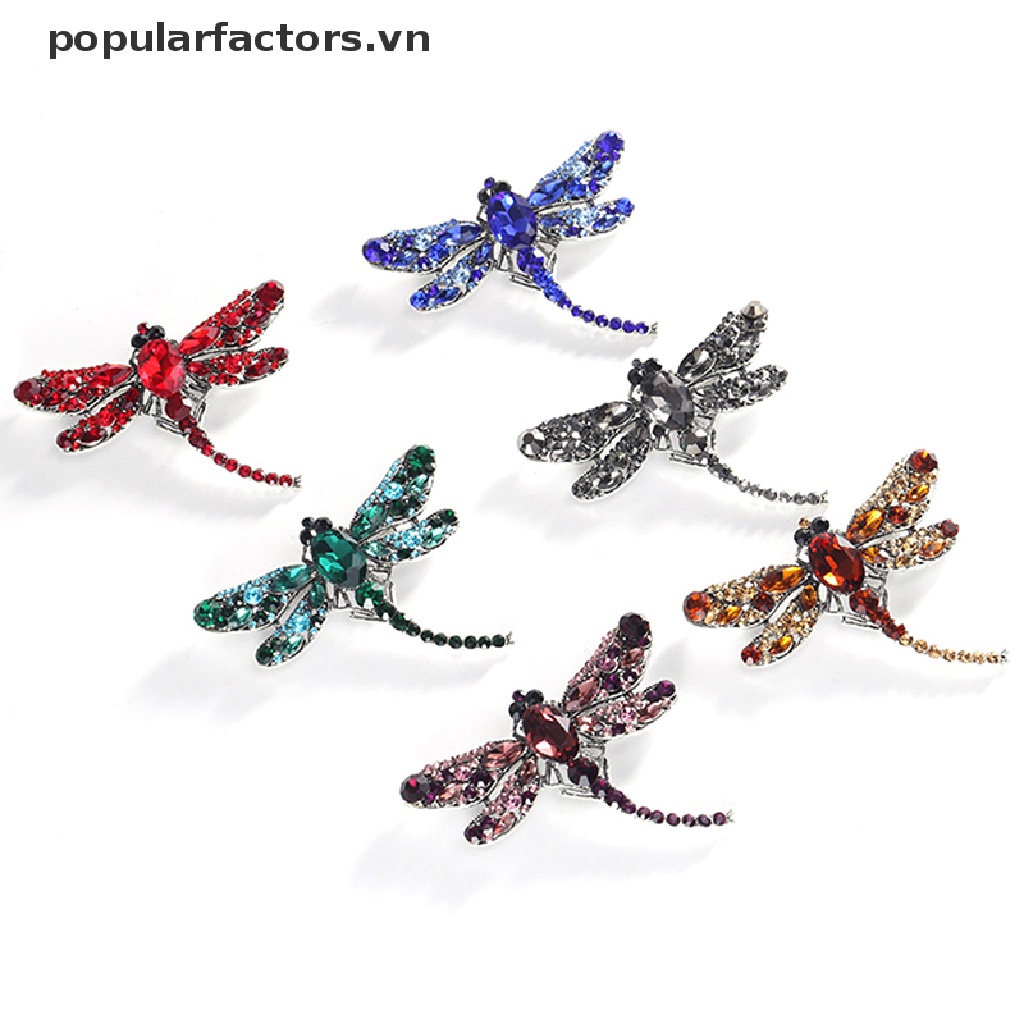 Ghim cài áo hình chuồn chuồn đính pha lê thời trang cho nữ