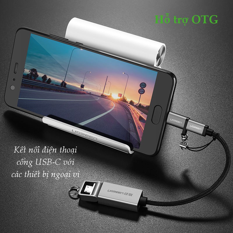 Đầu chuyển đổi Micro USB sang USB type C có hỗ trợ OTG UGREEN US278 50551