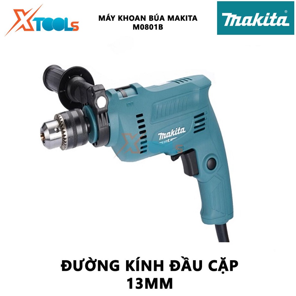 Máy khoan búa Makita M0801B | máy khoan cầm tay công suất 500W tốc độ đập 0 - 43500 l/p tốc độ không tải 0 - 2900 v/p vặ