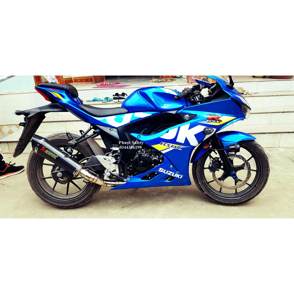 Cổ pô GSX R150 GSX S150 inox lắp đặt zin, bầu hơi màng lọc tổ ong