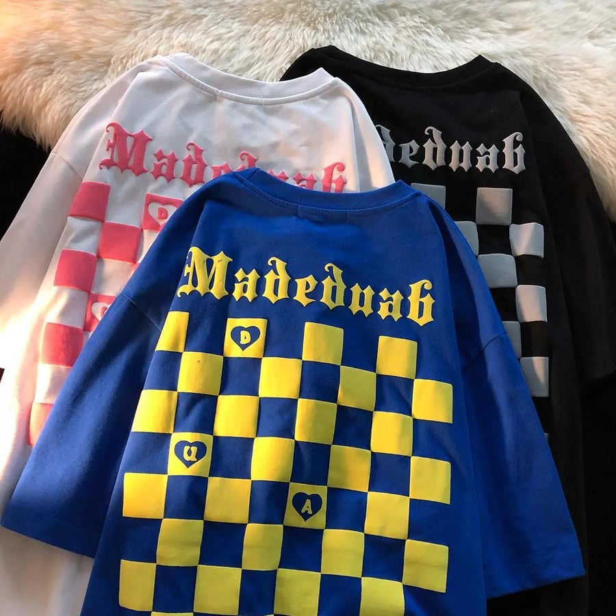 (Order) Áo thun Tee nữ xu hướng mùa hè 2022 in hình họa tiết bàn cờ caro bảng chữ cái font chữ cá tính các màu