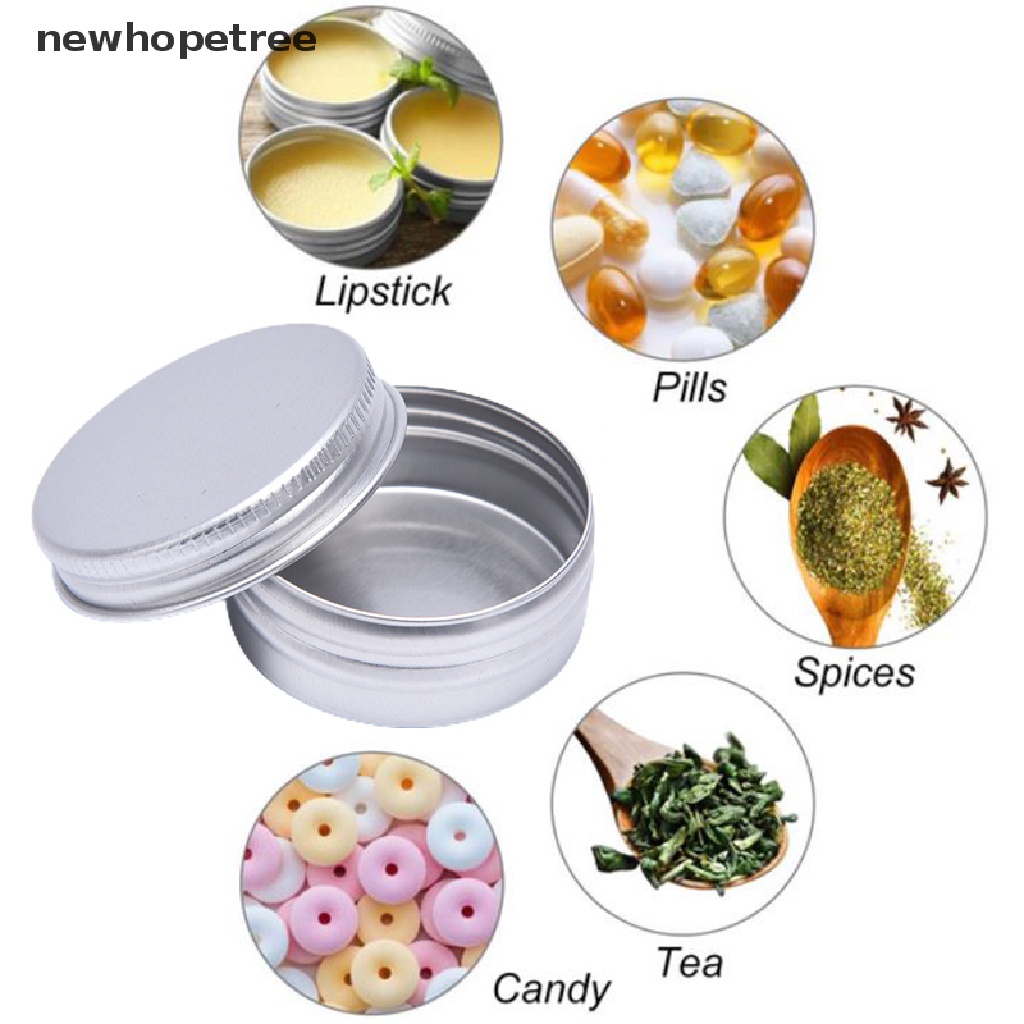 Bộ 5 Hộp Tròn Mini Bằng Nhôm Thiếc Đựng Ốc Vít Tiện Dụng