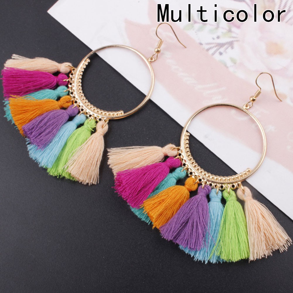 Khuyên tai phối núm tua to bản sang trọng cho nữ