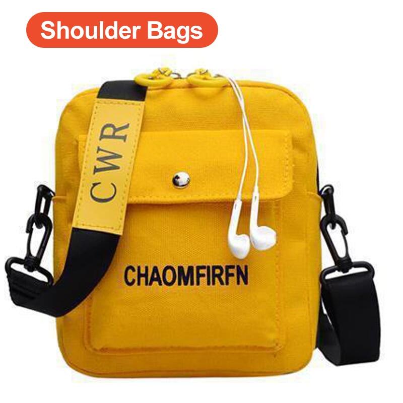 Túi Vải Canvas Đeo Chéo In Chữ Phong Cách Hàn Quốc Dành Cho Nữ