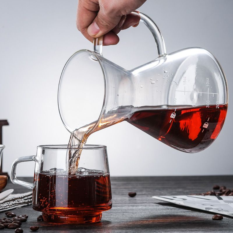 Bình pha cà phê Chemex 500ml tay cầm thủy tinh có phễu inox