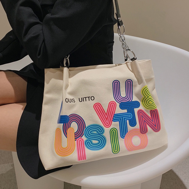 Túi Đeo Vai Vải canvas Cỡ Lớn Phong Cách Hàn Quốc Thời Trang Cho Nữ