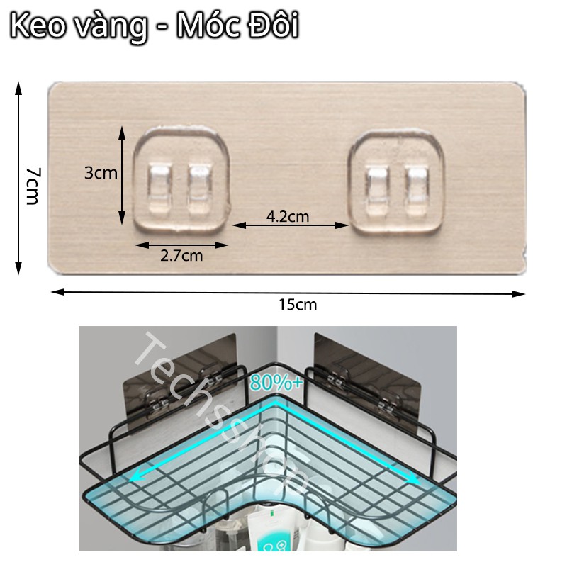 Combo 2 Miếng Dán Móc Đơn Và Đôi - Miếng Keo Dán Kệ Nhà Tắm - Keo Dán Kệ Góc Tường