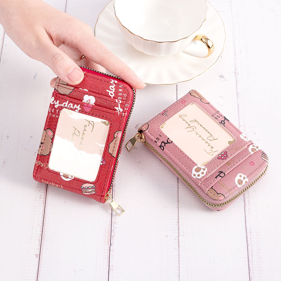 Ví mini PERFECT FOR YOU đựng thẻ in hình gấu hoạt hình dễ thương cho nam nữ