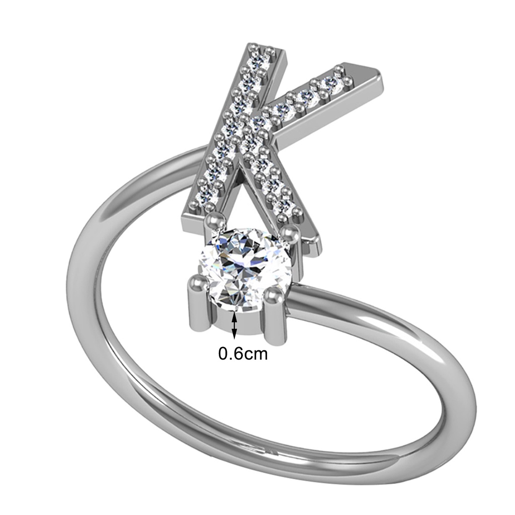 Nhẫn đeo tay thời trang mặt hình chữ cái đính đá nhân tạo cho nữ