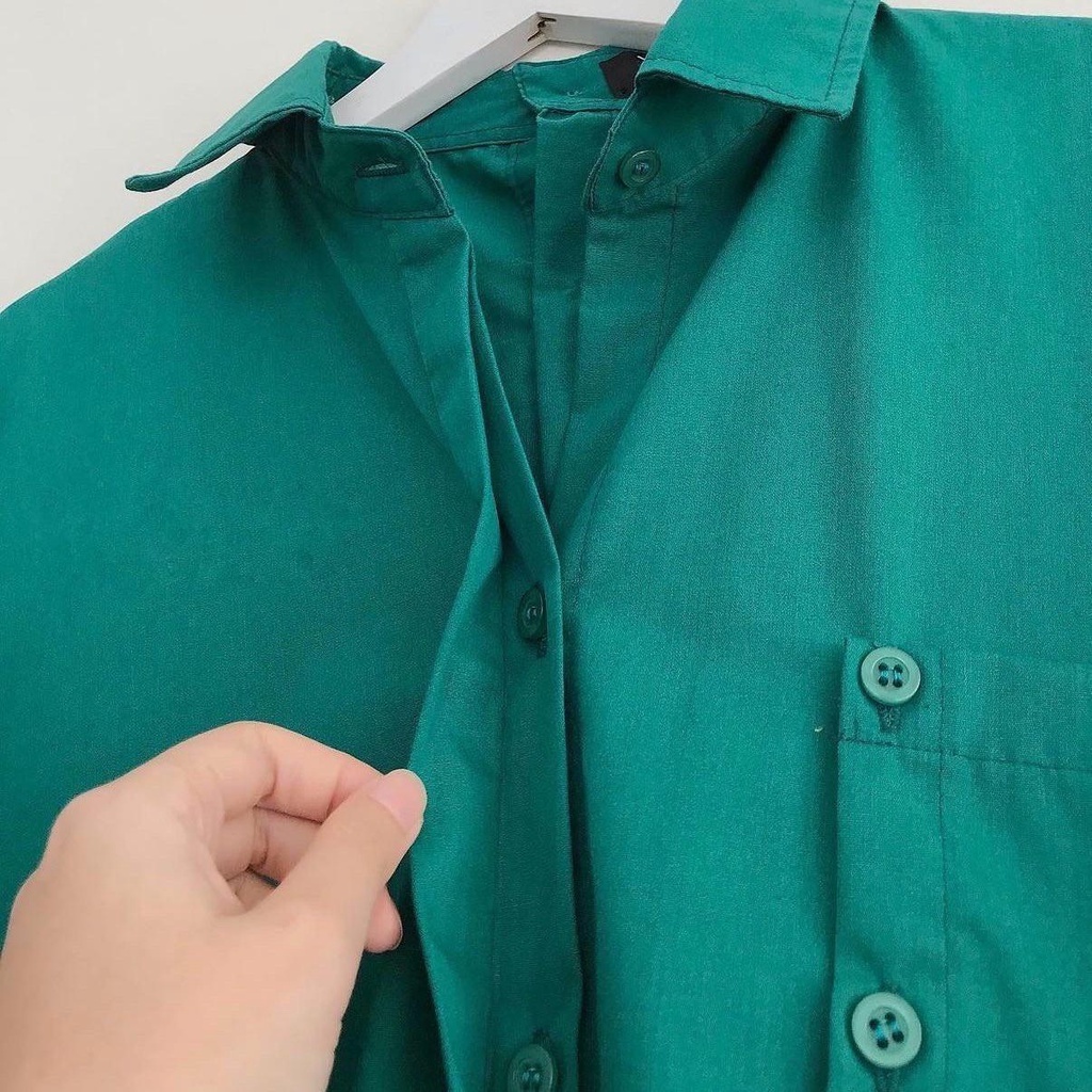 Áo Sơ Mi Tay Dài SOLI Phối Túi Nút Form Rộng Nam Nữ Nhiều Màu Thiết Kế Basic Phong Cách Teen Ulzzang (Ảnh Thật/ Có Sẵn)